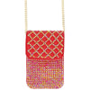 Red Quilted Rhinestone Cellphone Bag