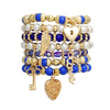 Pearl Bracelet Blue White Bead Set for Women
