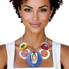 Multi-Color Swirled Silver Bib Necklace