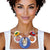 Multi-Color Swirled Silver Bib Necklace