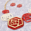 DST Soror Collar Red White Roses Marbled Necklace