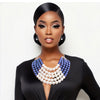 Blue and Cream Pearl 5 Row Necklace