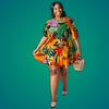 3XL Tropical Print Apron Dress