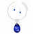 Choker Royal Blue Teardrop Pendant Silver Women