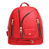 Moto Backpack Red Zipper Medium Bag for Women