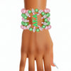 AKA Bracelet Pink Green Pearl AKA 5 Strand