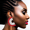 Studs Red Crystal Semi Circle Luminous Earrings