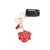 Keychain Radiant Red Rhinestone Rose Charm