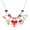 Red White DST Charm Necklace|18 inches