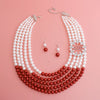 Mix Red White Pearl Delta Soror Necklace Set