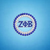 ZPB Sorority Brooch Blue White Pearl Round Pin