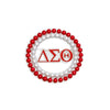 DST Sorority Brooch Red White Pearl Round Pin