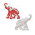 DST Sorority Silver and Red Full Elephant Brooch