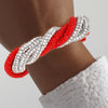 DST Vibrant Red Clear Twisted Tube Bracelet Women