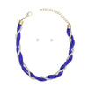 Sorority Vibrant Blue Clear Twisted Tube Necklace