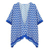 ZPB Sorority Kimono Blue White Block Print Women