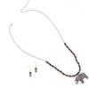 Brown Burnished Silver and Bead Elephant Necklace